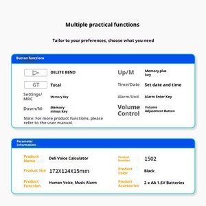 Deli 1502 baterai plastik 12 Digit kalkulator suara fungsi kalender ukuran sedang perlengkapan belajar kantor suara nyata komputer - Product Image 4
