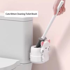 Cute Cartoon Kitten Toilet <strong>Brush</strong> Household Bathroom Cleaning <strong>Brush</strong> Wall-mounted <strong>Floor</strong> Dual-use Models Cleaning Toilet <strong>Brush</strong> - Product Image 6