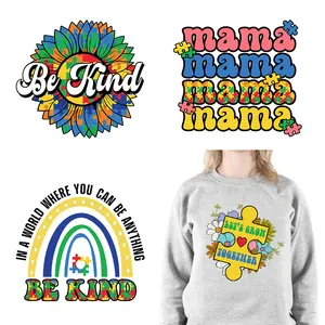 Autisme-Emblemen Autisme Moeder Wees Vriendelijk Autisme-Bewustzijn Thermoadhesive Patches Strijken Op Dtf-Transfers Klaar Om Te Drukken Voor T-Shirts