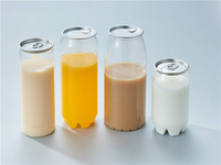 Bouteilles de boisson jetables en PET les plus populaires 250ml 330ml 500ml avec bouchon à clapet blanc/noir pour boissons aux fruits