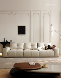 ชุดโซฟาหนังแท้ปรับระดับได้สำหรับห้องนั่งเล่นในอพาร์ทเมนต์หรูหราทันสมัย ดีไซน์พรีเมียมเพื่อความสบาย พร้อมฟองน้ำ - Product Image 3