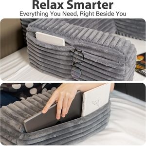 Coussin de lecture et de jeu <span class=keywords><strong>pour</strong></span> canapé et <span class=keywords><strong>lit</strong></span>, <span class=keywords><strong>pour</strong></span> les amateurs de livres, avec accoudoirs et support cervical amovible - Product Image 4