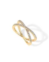 Bague croisée CZ avec diamants pavés, bague en X minimaliste, bijoux d'éternité pour femme, bague croisée double rangée en zircon