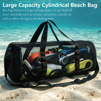 Sac de sport pliable extra large en maille noire pour la plongée, le snorkeling, la natation, la plage et la gym