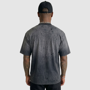 T-shirt Streetwear Personnalisé Lavé Effet Vieilli Coton Lourd Surdimensionné Vierge Vente en Gros T-shirt Homme TKAN917 - Product Image 4