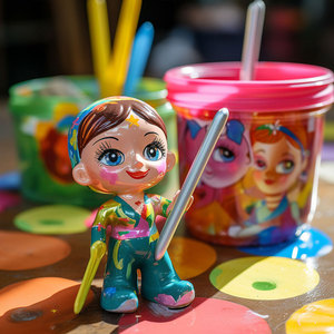 Ensemble de jouets seau de peinture magique avec pailles colorées pour enfants de 4 à 6 ans, mini-ensemble de jeu en plastique - Product Image 4