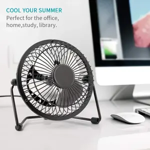 4 Inch Mini Table Fan 5V Low Noise Personal Metal Mini USB Table Fan Adjustable Angle Cooling Portable Desk Fan