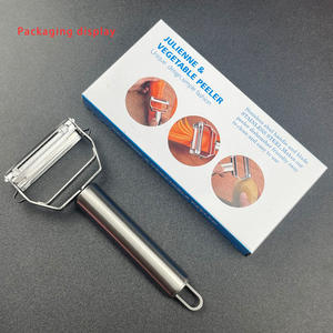 Vente en gros de peloirs à fruits et légumes multifonctionnels en acier inoxydable de qualité alimentaire Hanview avec deux lames dentelées - Product Image 4