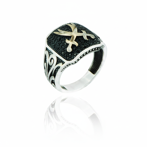 925K Sterling <b>Silver</b> New Design Sword Turkish <b>Men</b> Zircon <b>Ring</b> - Product Image 2