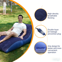 Canapé-lit gonflable en PVC floqué extra-large et extra-épais pour camping en extérieur, matelas gonflable en forme de S pour usage domestique, chaise longue gonflable portable