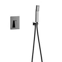 Ensemble de douche encastré en laiton, fonction unique, style moderne et minimaliste, pour hôtel, finition chrome noir, mitigeur cascade