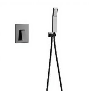 Modern Minimalist One Function Brass Concealed Bathroom <b>Shower</b> Set Hotel Black Chrome <b>Waterfall</b> Bathroom Mixer - Product Image 1