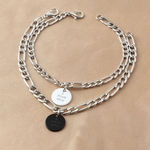 Juego de 2 Pulseras Redondas Simples con Colgante para Parejas, Joyería de Moda para Hombre y Mujer, Pulseras con Colgante de Te Amo - Product Image 5
