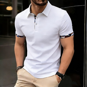 Men's Color Block <b>Collared</b> <b>T</b>-<b>Shirt</b>, 2026 New Loose Oversized Plus Size Short Sleeve Casual Streetwear Tee - Product Image 5