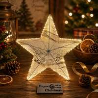 Lumière LED motif étoile de Noël blanc chaud, cadre en polyvinyle 3D, étanche IP44, décoration de jardin extérieur pour les fêtes