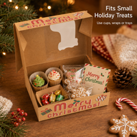 Boîtes en papier kraft recyclables avec fenêtre pour cadeaux de Noël, biscuits, friandises de fêtes, étiquettes, cadeaux de fête, pâtisseries, cupcakes, aliments