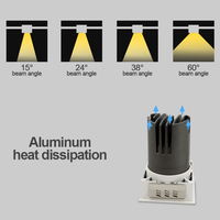 Spot encastré carré réglable LED COB sans scintillement 9w 18w 25w Plafonnier LED Spot Down Light pour salon