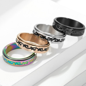 Titanium Steel <b>Ring</b> With Vine Pattern Unisex Fashion Jewelry Index Finger <b>Ring</b> For Men And Women Gift Accessory - Product Image 2