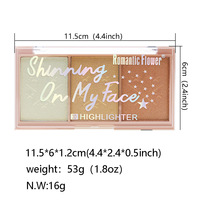 Palette de surbrillance de poudre longue durée de maquillage de visage de couleur romantique de la fleur 3 pour toute la peau