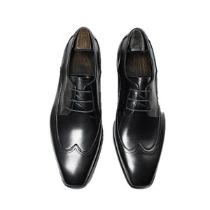 Chaussures habillées pour homme en cuir véritable, style brogue patchwork, à bout rond, à lacets, imperméables, polyvalentes, pour l'automne et les mariages - Product Image 1