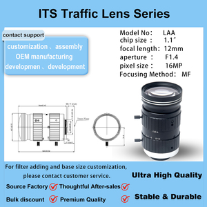 Série d'objectifs ITS Traffic, taille de puce LAA 1.1, distance <span class=keywords><strong>focale</strong></span> 12 mm, ouverture F1.4, 16 MP, mise au point manuelle - Product Image 2