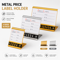 Support de présentation de vêtements de luxe amovible en alliage d'aluminium doré personnalisé pour comptoir de magasin de bijoux, plaque nominative de bureau