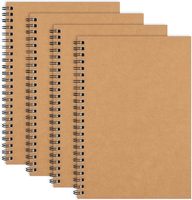 4er-Pack A5 Blanko Spiralnotizbücher, Skizzenbücher, Unlinierte Tagebücher 14 x 21 cm, 50 Blatt 100 Seiten, 100g/m² Tagebuch-Skizzenbücher