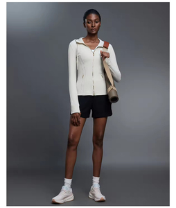 <span class=keywords><strong>Veste</strong></span> de <span class=keywords><strong>sport</strong></span> à capuche pour <span class=keywords><strong>femme</strong></span> coupe ajustée poche à fermeture éclair en métal logo personnalisé <span class=keywords><strong>grande</strong></span> <span class=keywords><strong>taille</strong></span> <span class=keywords><strong>veste</strong></span> de yoga de fitness en plein air d'hiver - Product Image 6