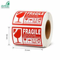 Étiquettes fragiles professionnelles 75*50mm pour l'expédition, autocollants d'avertissement, étiquettes de sécurité imperméables pour la logistique