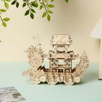 Commande en gros de puzzles 3D en bois pour adultes, Ornement bateau-dragon en bois 3D, Cadeau d'affaires culturel créatif