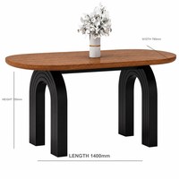 Table à manger ovale en bois massif de style français moderne vintage pour appartement