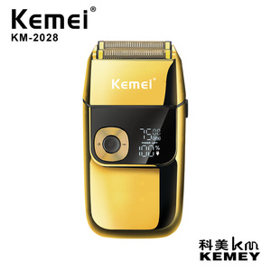 เครื่องโกนหนวดไฟฟ้าเคเมอิ KM-2028 แบบชาร์จไฟได้ กันน้ำ IPX7 สำหรับตัดแต่งหนวดเคราและจอน สีทอง - Product Image 4