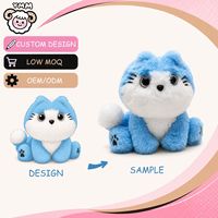 Boneka Kucing Biru Lembut, Mainan Hewan Isi Dakron Bordir, Pereda Stres, MOQ Rendah, OEM ODM, Hadiah Lucu untuk Anak