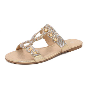 Venta al por mayor <span class=keywords><strong>Sandalias</strong></span> de mujer Rhinestone Gladiador <span class=keywords><strong>Sandalias</strong></span> enjoyadas <span class=keywords><strong>planas</strong></span> Boda brillante <span class=keywords><strong>Sandalias</strong></span> elegantes Tanga Zapatos al aire libre - Product Image 4
