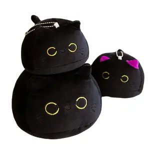 Zwarte Kat Kussen Pluche Pop Maan Op Gezicht Speelgoed Schattige Hoge Kwaliteit Geschenken Voor Jongens Meisjes Vrienden Versieren Sofa Super Hoge Kwaliteit