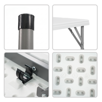 Table pliante carrée en plastique HDPE blanc, moderne, imperméable et stable, pour jardin, terrasse, fête en plein air