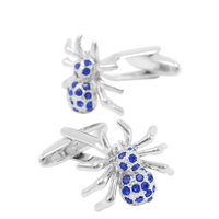 Boutons de manchette fantaisie en cristal bleu en gros, personnalisés pour homme, accessoire de mode pour chemise de costume, bijoux tendance pour mariage et smoking, cadeau