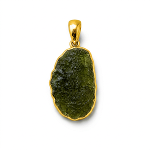 Colgante de Moldavita, Piedra de Meteorito Auténtica, Oro Crudo Vintage, Calidad AAA, Mejor Precio, Gema Natural al por Mayor, Unisex - Product Image 1