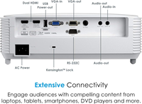 Projecteur laser professionnel Optoma EH412 4K DLP 1080P 4500 lumens ANSI 3D HDR courte focale système d'exploitation Linux bureau cinéma maison