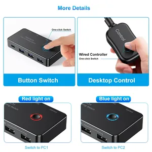 Rshtech <span class=keywords><strong>USB</strong></span> C 2 máy tính chia sẻ <span class=keywords><strong>4</strong></span>-<span class=keywords><strong>Port</strong></span> <span class=keywords><strong>USB</strong></span> 3.0 5Gbps chuyển đổi Selector điều khiển <span class=keywords><strong>KVM</strong></span> Switcher cho bàn phím chuột ổ đĩa flash - Product Image 6