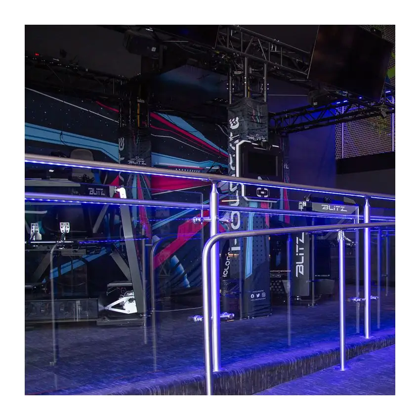 מודרני עיצוב נירוסטה מעקה מדרגות מעקה זכוכית עם Led אור