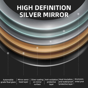 Kidoir Miroir de bain rond simple de luxe avec miroir à led intelligent pour salle de bain avec interrupteur tactile Miroir de bain mural intelligent - Product Image 2