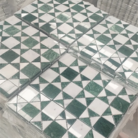 Mosaïque hexagonale de design moderne, finition polie, marbre vert naturel pour mosaïque murale intérieure de villa