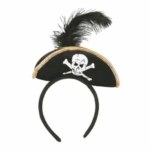 Mini cappello pirata cerchietto wfeather bucaniere Costume Halloween festa cappello scuola materna oggetti di scena scena spettacolo