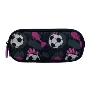 Fashion School Bag Football Soccer Pattern Pencil Case Large Capacity Pen Pouch Aesthetic Cosmetic Bag Stationery Organize