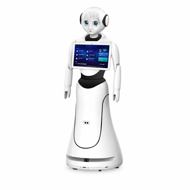 AI Reception Service Robot for Hotels Malls Hospitals 40m ToF LiDAR SLAM Navigation 13.3 Inch Touch Screen Multilingual Greeting