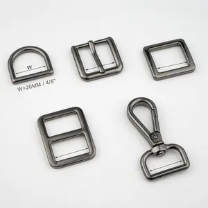 Wholesale 20mm 4/5" Gunmetal Bag Hardware Pin Buckle Adjuster Metal Swivel Hook Snap and D Ring Bag Accessories for Making Bag