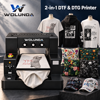 Printer DTG&DTF Flatbed Berkualitas Tinggi Wolunda 2 in 1 XP600 Sirkulasi Pendingin Air Mesin Kaos untuk Tekstil Pakaian