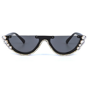 Gafas de sol con diamantes de imitación para mujer, anteojos de sol femeninos de medio Marco, Estilo Vintage, 2022 - Product Image 2