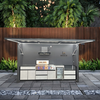 Cuisine extérieure modulaire en acier inoxydable 304 avec barbecue intégré, armoire de rangement rétractable intelligente et abri personnalisé intégré